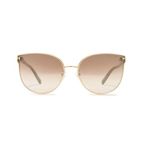 Womens Round Sunglasses Gold Brown Gradient Tom Ford Touch Of