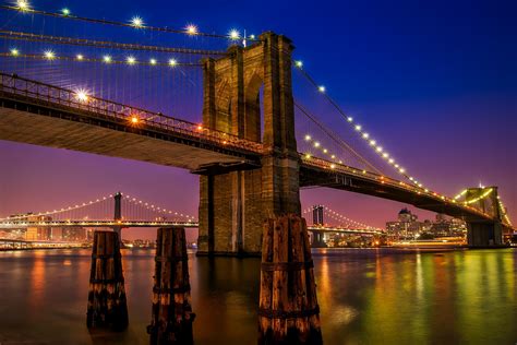 Brooklyn Bridge New York During Nighttime · Free Stock Photo
