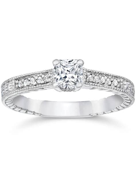 Pompeii3 12ct Princess Cut Antique Vintage Diamond Engagement Ring