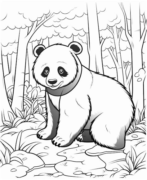 Premium Ai Image A Black And White Panda Bear Sitting In The Woods