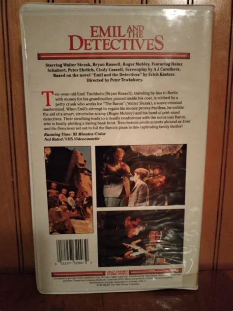 Walt Disney Home Video Emil And The Detectives Rare Vhs White Clamshell
