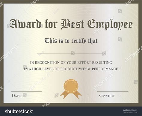 Illustration Certificate Award Best Employee Stock Vector 243543829