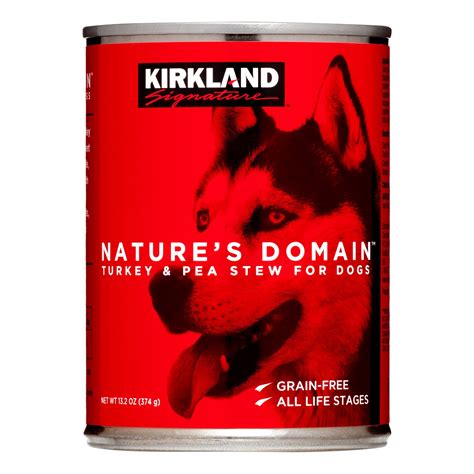 I purchased kirkland signature nature's domain small breed salmon & lentil formula for dogs due to the current economy. Dog Food Turkey & Pea Stew Kirkland Nature's Domain 374g ...