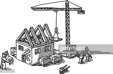 House Construction Site Drawing Stock Illustration Getty