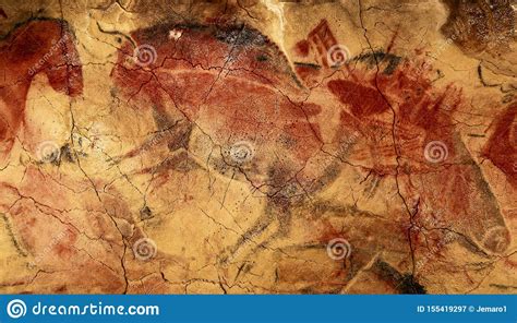 Rock Paintings From Altamira Cave Stock Image Image Of Paleolithic