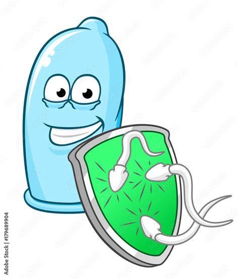 Cartoon Condom With Shield Stock Vector Adobe Stock
