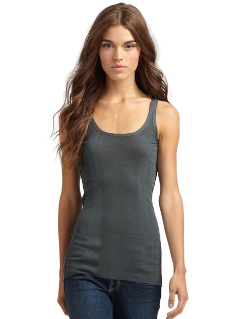 Lyst Inhabit Essential Double Ribbed Tank Top In Gray