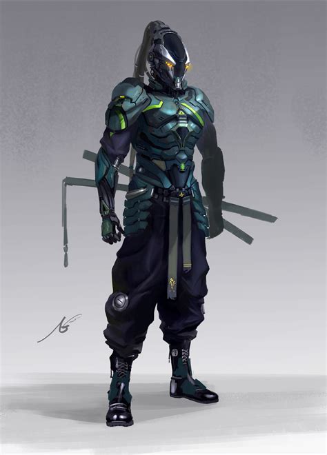 Artstation Warrior 宁飞 许 Futuristic Samurai Cyberpunk Character