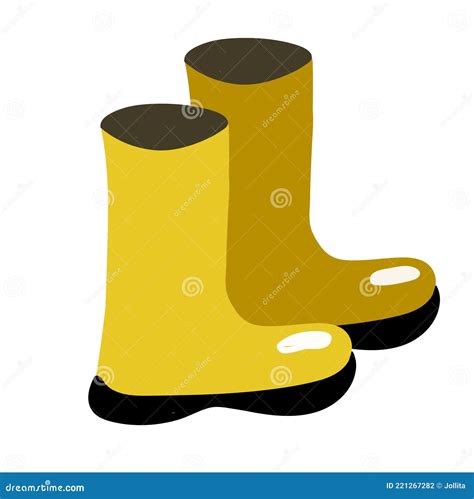 Pair Of Yellow Rubber Boots Isolated On White Background Stock Vector