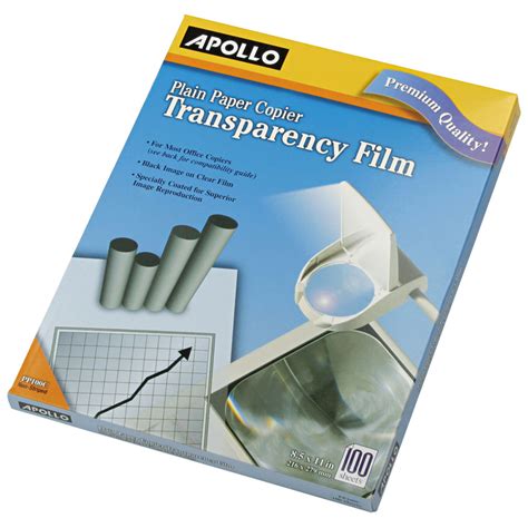 Apollo Pp100c 8 12 X 11 Clear Transparency Film For Overhead
