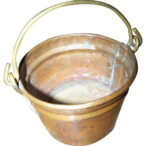 Vintage Brass and Copper Bucket or Pail with Original Handle from ...