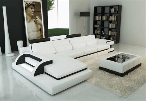 Modern White Bonded Leather Sectional Sofa Mingoton