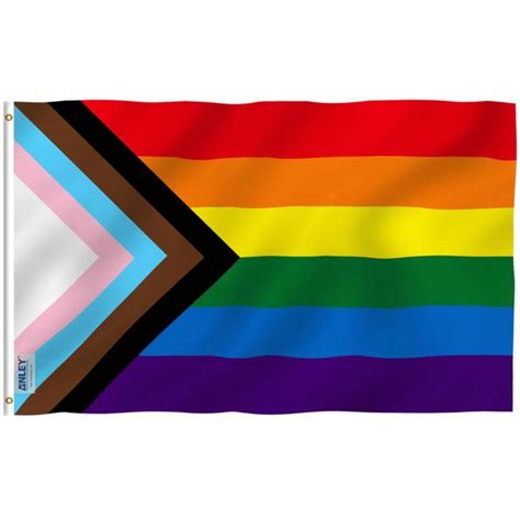 Fly Breeze 3x5 Foot Progress Pride Rainbow Flag Anley Flags