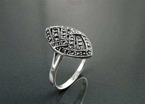 Antique Marcasite Ring Sterling Silver Vintage Marcasites Ring