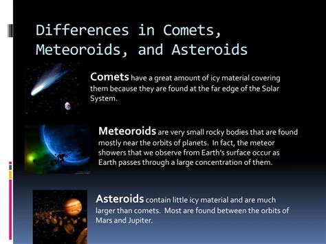 Difference Between Meteoroids Comets And Asteroids Video Pelajaran