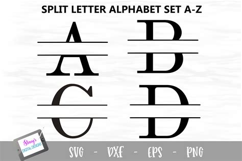 Split Letters A Z Split Monogram Letters Monograms Design Bundles