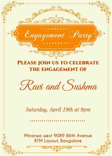 Create Custom Example Of Engagement Invitation Card Photo For For En