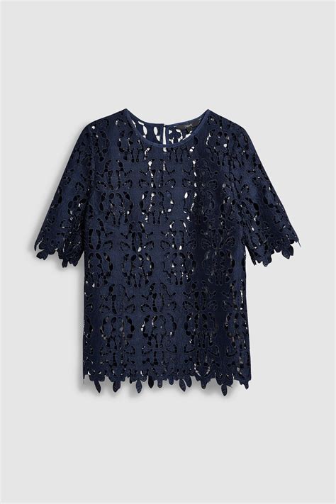 Womens Next Navy Lace Top Blue Navy Lace Top Blue Lace Top Fitted
