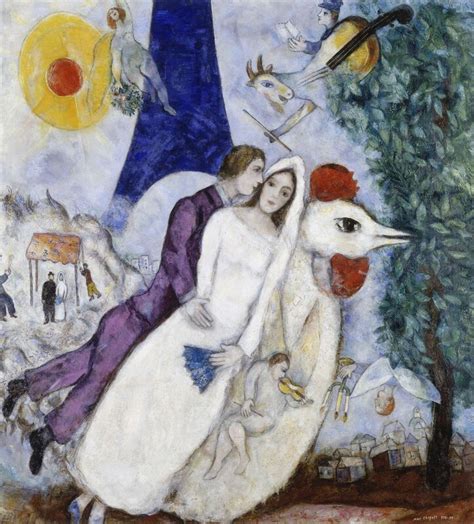 Marc Chagall The Couple Of The Eiffel Tower Bride And Groom Of The