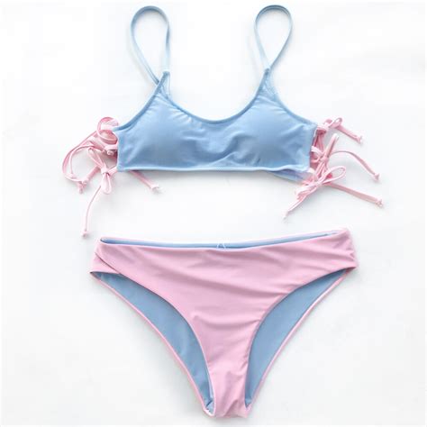 Cupshe Peach Macaroon Bowknot Bikini Set Women Summer Swimsuit Beach Bathing Suit Swimwear