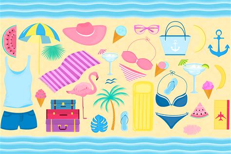 Summer Vibes Set Of Clipart Prints And Patterns