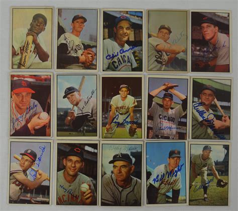lot detail vintage collection of 15 autographed 1953 bowman baseball cards
