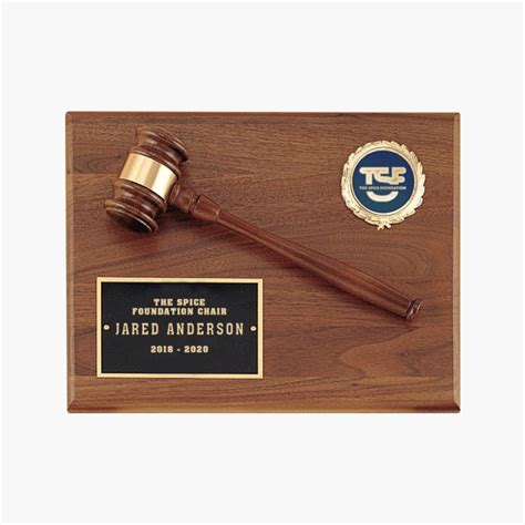 Walnut Wood Gavel Plaque Award With Insert Crystal Images Inc
