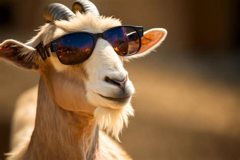 Premium Ai Image A Goat Wearing Sunglasses And A Pair Of Sunglasses