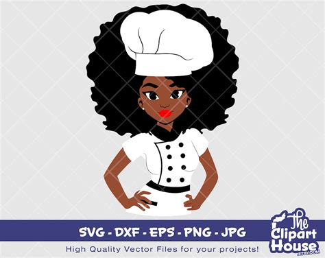 Negro Mujer Chef Digital Svg Dxf Eps Png Etsy