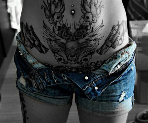 Color Splash Shorts And Tattoos Girl Stomach Tattoos Stomach Tattoos
