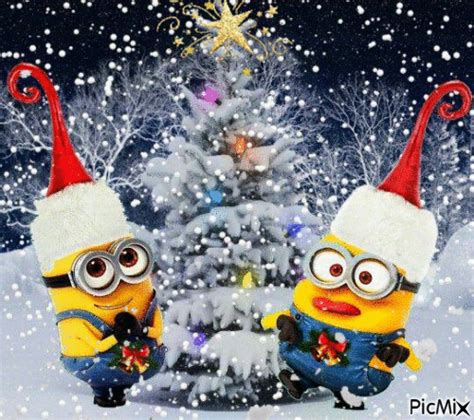 Minions Animated Snow Holiday Christmas Minions Christmas Tree
