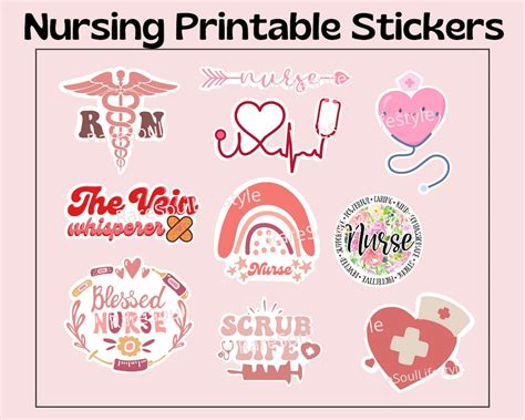 Nursing Printable Stickers Nurse Stickers Svg Nurse Etsy