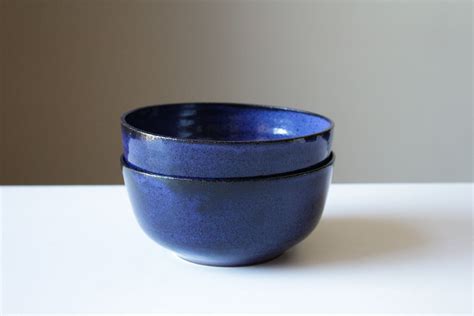 Ceramic Dark Blue Ramen Bowl Wheel Thrown Pottery Black Etsy Wheel