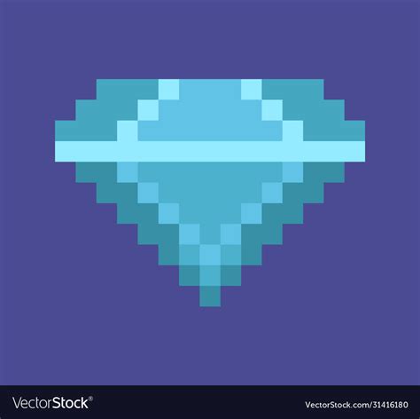 Diamond Pixel Art Icon Precious Stone Gemstone Vector Image