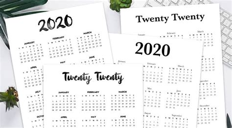 2019 2020 Calendar Printable One Page