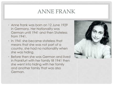 Ppt Life Of Anne Frank Powerpoint Presentation Free Download Id