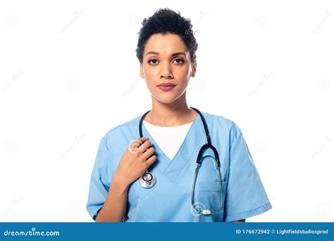 View Of African American Nurse With Stock Photo Image Of Equipment