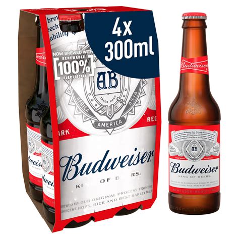 Budweiser Lager Beer Bottles 4 X 300ml Beer Iceland Foods