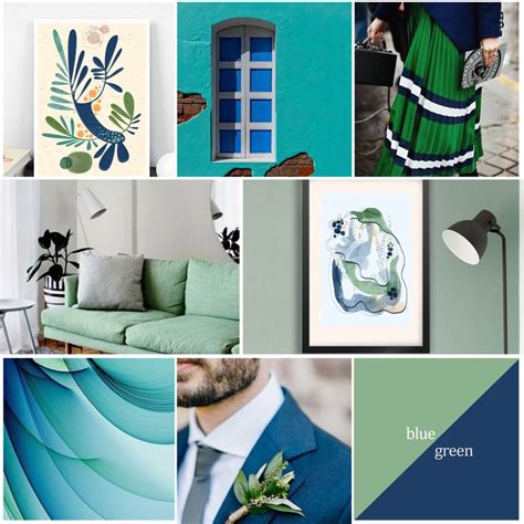 Blue Green Moodboard Nature Inspiration Green Bedroom Decor Color Wheel