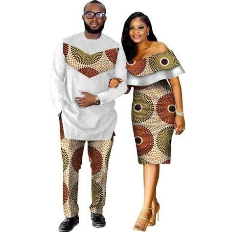 African Style Clothing Family Couple Man Shirt-Pnts Woman Dress Dashiki Cotton Wax # ...