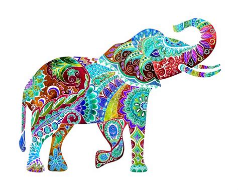 Watercolor Elephant Print Colorful Elephant Painting Etsy Elephant