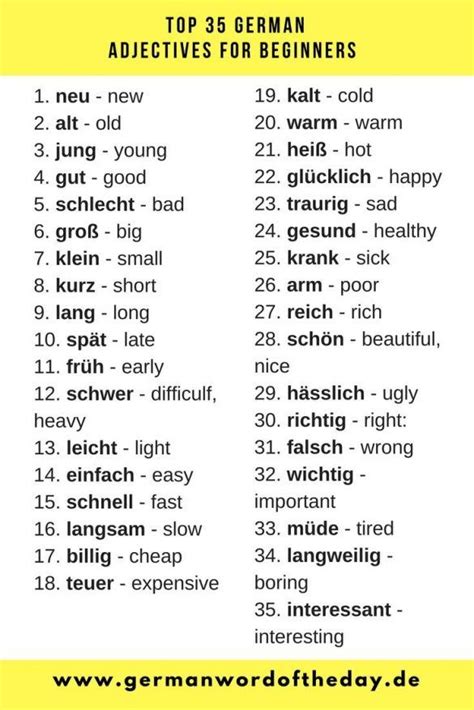 basic german adjectives  beginners deutsch lernen deutsch fuer