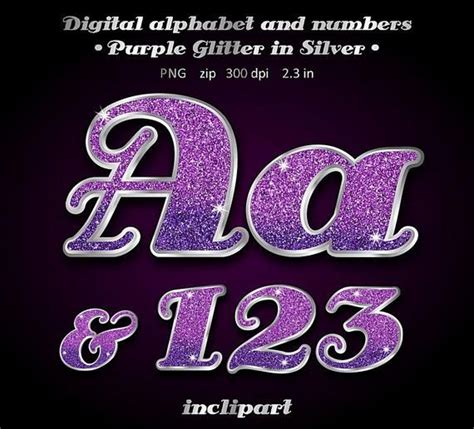 Purple Glitter Alphabet Clipart Letters Numbers Digital Etsy Uk Alphabet Clipart Purple