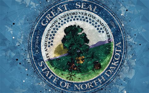 Download Wallpapers Seal Of North Dakota 4k Emblem Geometric Art