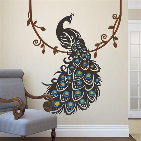 Peacock Wall Decals Peacock Wings Vinyl Sticker Bird Wall Etsy