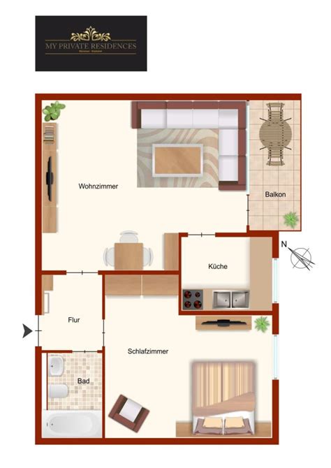 1 schlafzimmer, 1 wohnzimmer mit essecke, komplett. 2 Zimmer Wohnung am Leonrodplatz - My Private Residences