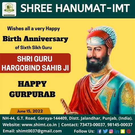 Shri Guru Hargobind Singh Ji Guru Hargobind Happy Birth Guru