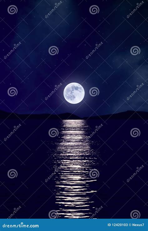 Moonrise Over Sea Stock Image Image Of Lake Planet 12420103
