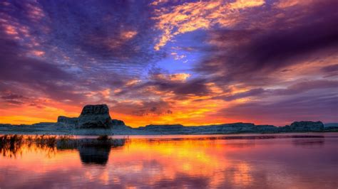 Download Cloud Reflection Sky Lake Nature Sunset Hd Wallpaper