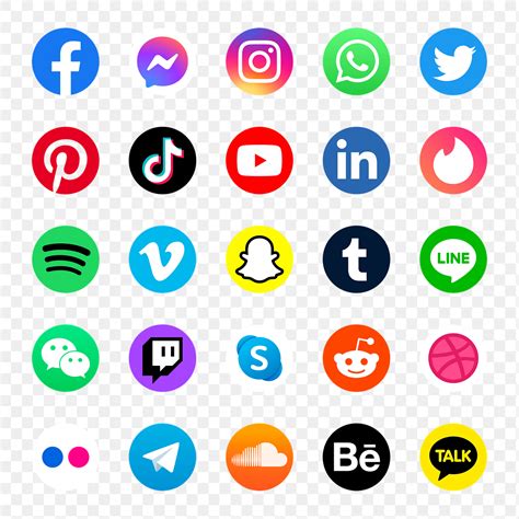 Png Social Media Icons Set With Facebook Free Stock Illustration